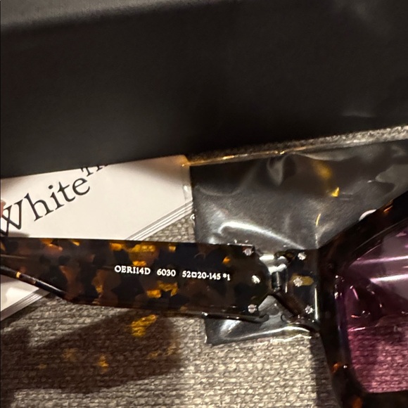 OFF WHITE MYSTIC RECTANGULAR TORTOISESHELL UNISEX SUNGLASSES. PINK LENSES. NEW main image 5